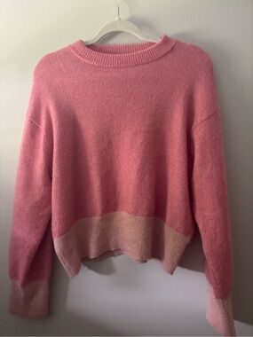 H&M Pink Two-Tone Crewneck Sweater